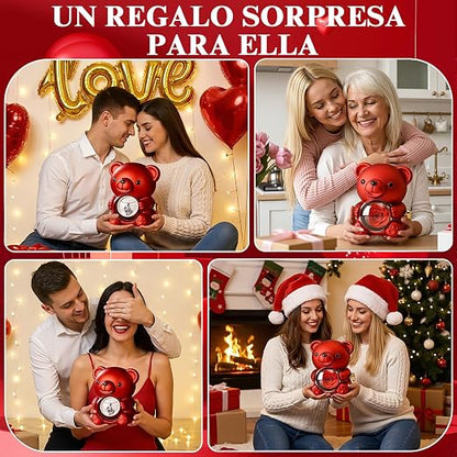 EL EMPAQUE COMPLETO  OSO 🐻 CON ROSA ETERNA Y UN COLLAR EN 100 IDIOMAS PARA ENAMORAR ❤️📦