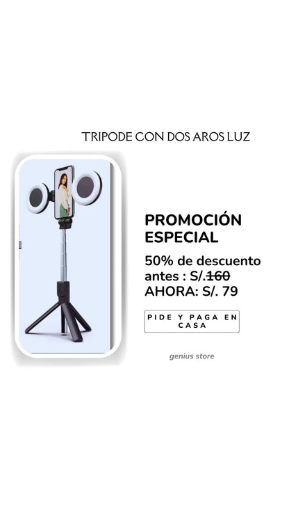 ❗✅Selfie Tripode  con dos Aros Luz 💥