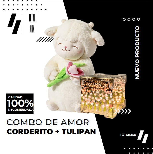 PELUCHE CORDEITO TULIPAN + TULIPAN INFINITO CAJA DE REGALO
