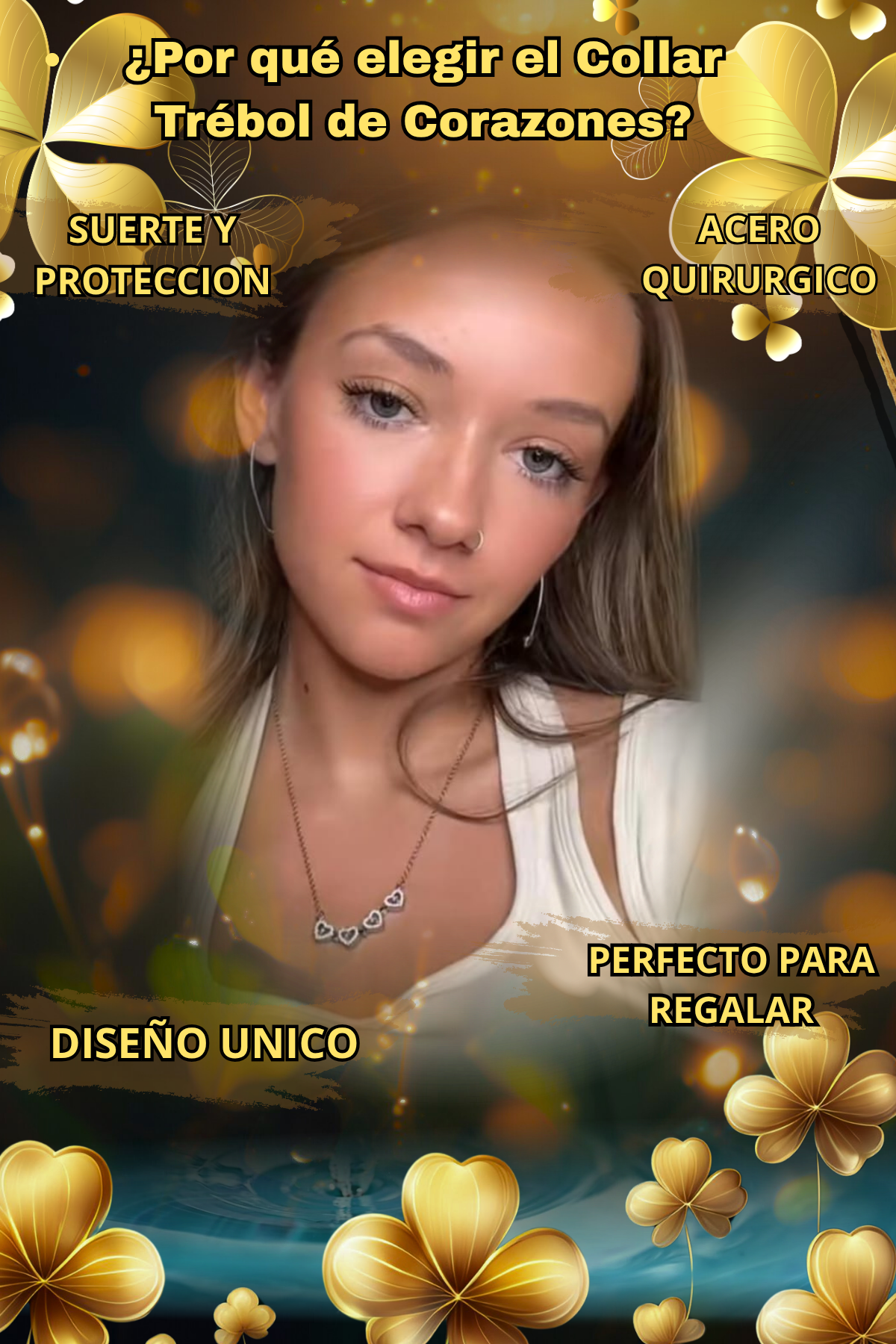 "Collar Trébol de 4 Hojas para la Buena Fortuna"