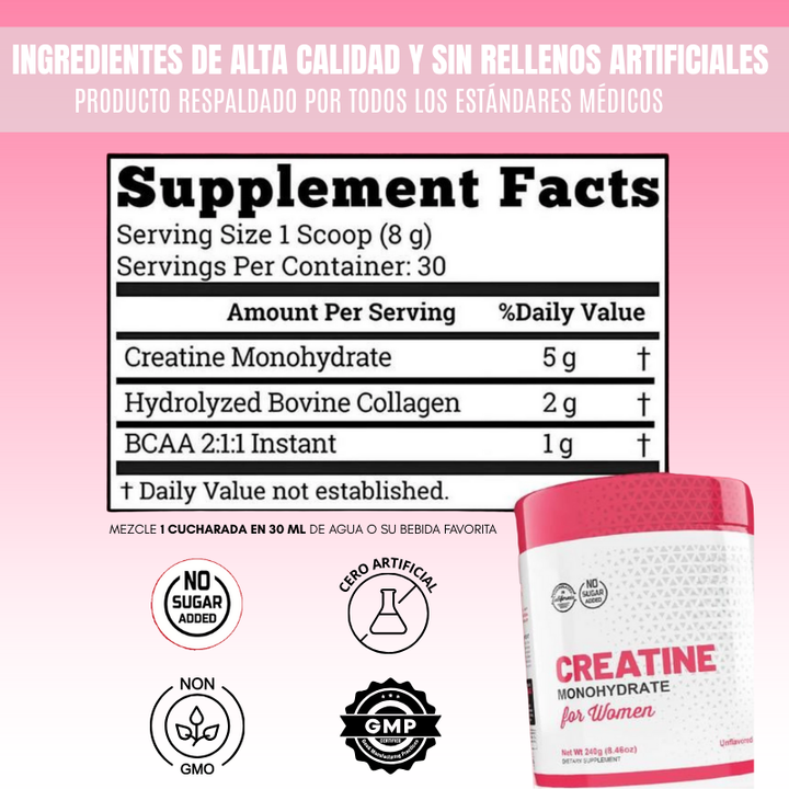 GlutePro® Monohidrato de Creatina para Mujeres